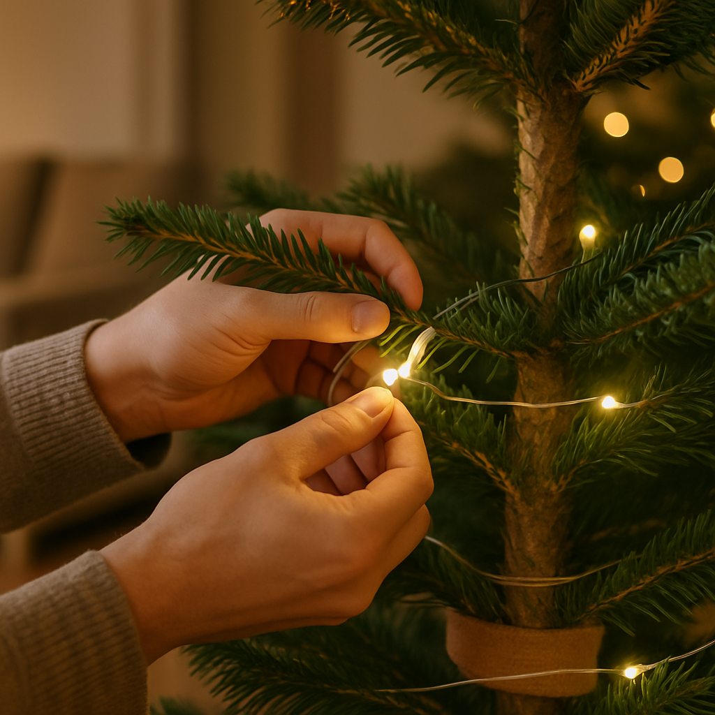 Lichterketten am Baum stimmungsvoll und sicher befestigen